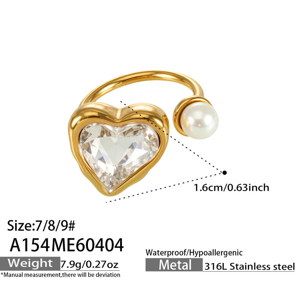 Aurelia sculptural gold ring with a delicate pearl detail, 316L stainless steel — Crown Crest Jewel