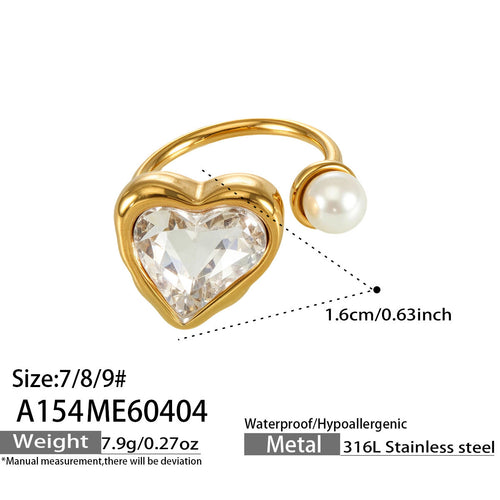 Aurelia sculptural gold ring with a delicate pearl detail, 316L stainless steel — Crown Crest Jewel