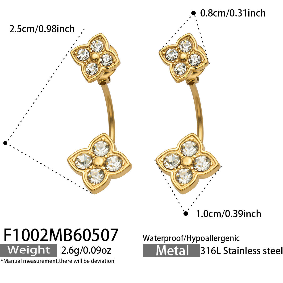Floréa floral earrings with a hidden second bloom, 316L stainless steel — Crown Crest Jewel