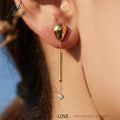Isolde bold gold drop earrings ending in a pearl, 316L stainless steel — Crown Crest Jewel