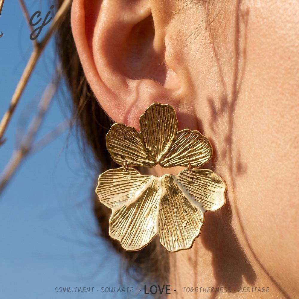 Mariposa gold butterfly earrings that unfold, 316L stainless steel — Crown Crest Jewel