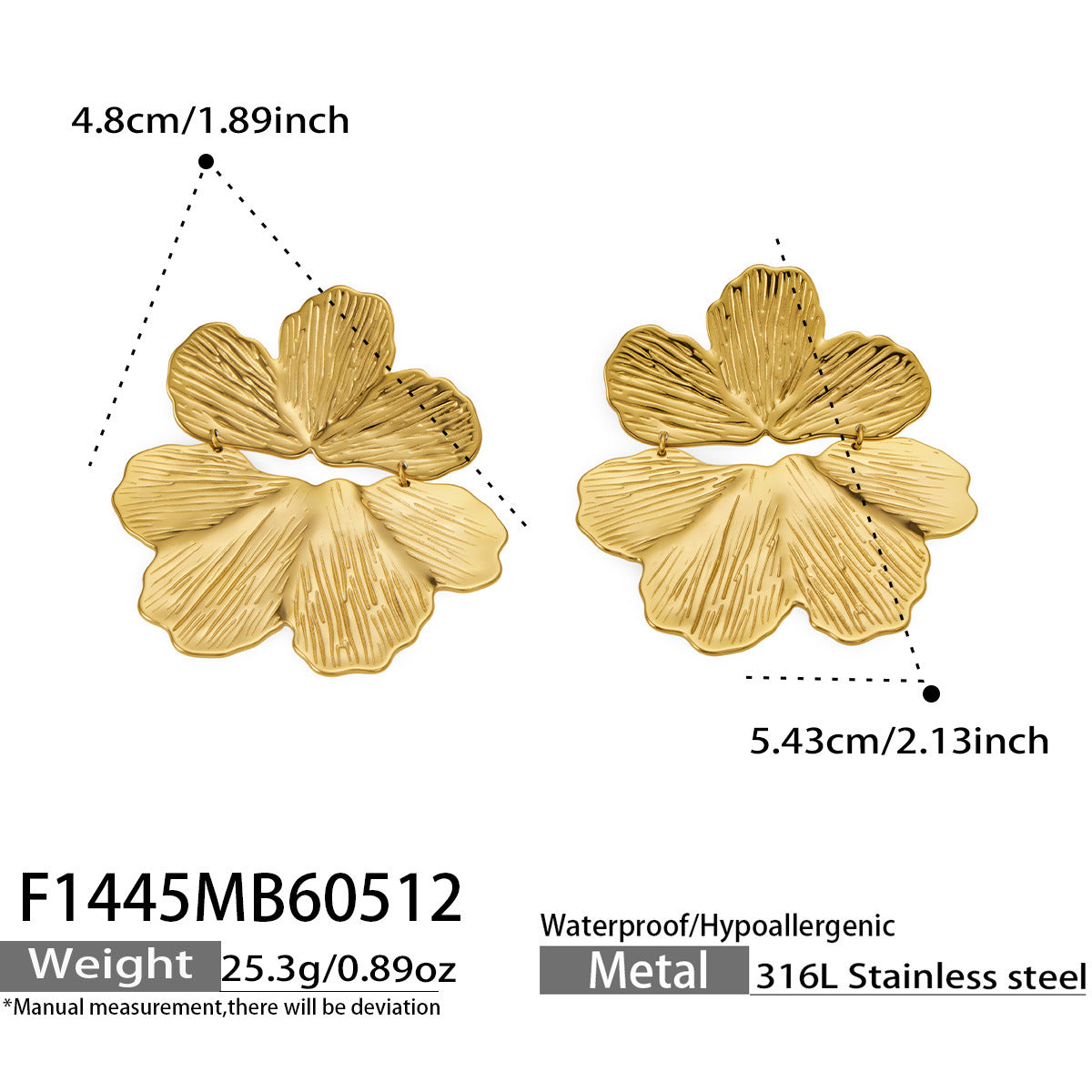 Mariposa gold butterfly earrings that unfold, 316L stainless steel — Crown Crest Jewel