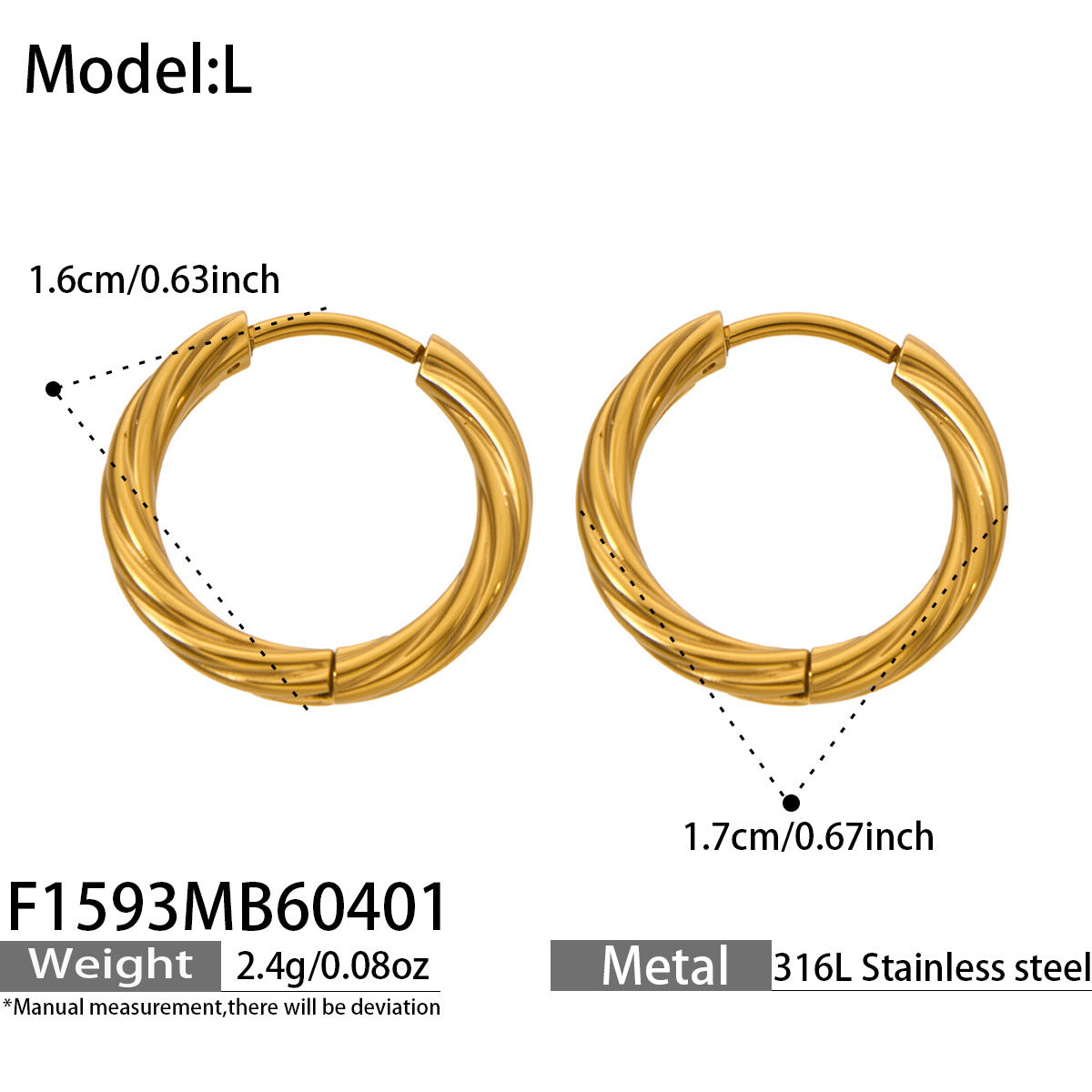 Linea petite gold earrings with linear detailing, 316L stainless steel — Crown Crest Jewel
