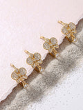 Bellara gold C-hoop earrings with bee and silver-toned stones, 316L stainless steel — Crown Crest Jewel