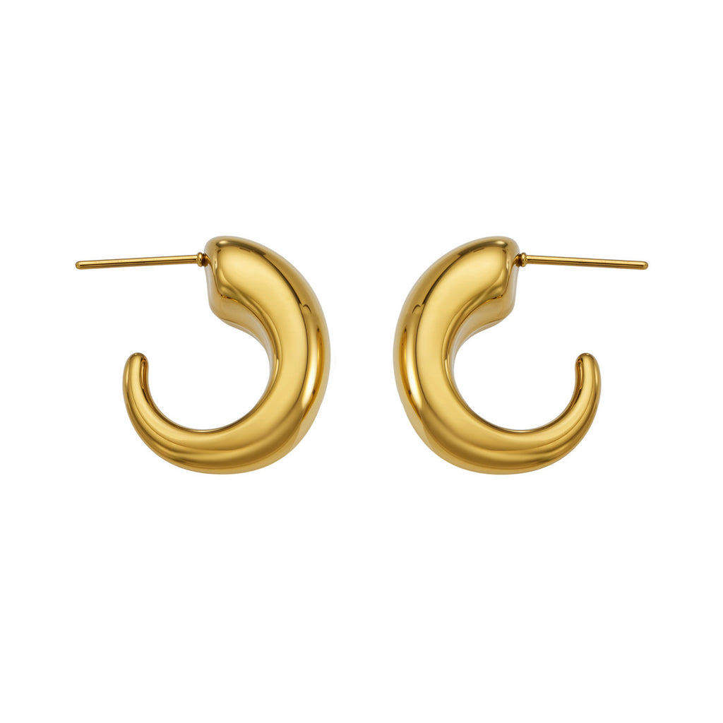 Marlow chunky gold C-hoop earrings, 316L stainless steel — Crown Crest Jewel