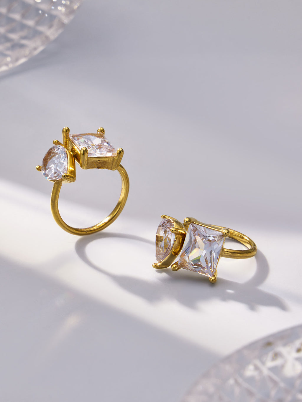 Oryn sculptural open gold ring with silver-toned finishes, 316L stainless steel — Crown Crest Jewel