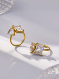 Oryn sculptural open gold ring with silver-toned finishes, 316L stainless steel — Crown Crest Jewel