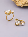 Aurelia sculptural gold ring with a delicate pearl detail, 316L stainless steel — Crown Crest Jewel