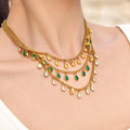 Mira gold necklace with a striking oval silver-toned pendant, 316L stainless steel — Crown Crest Jewel