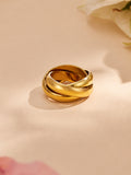 Trielle silver ring with three interlocking bands, 316L stainless steel — Crown Crest Jewel