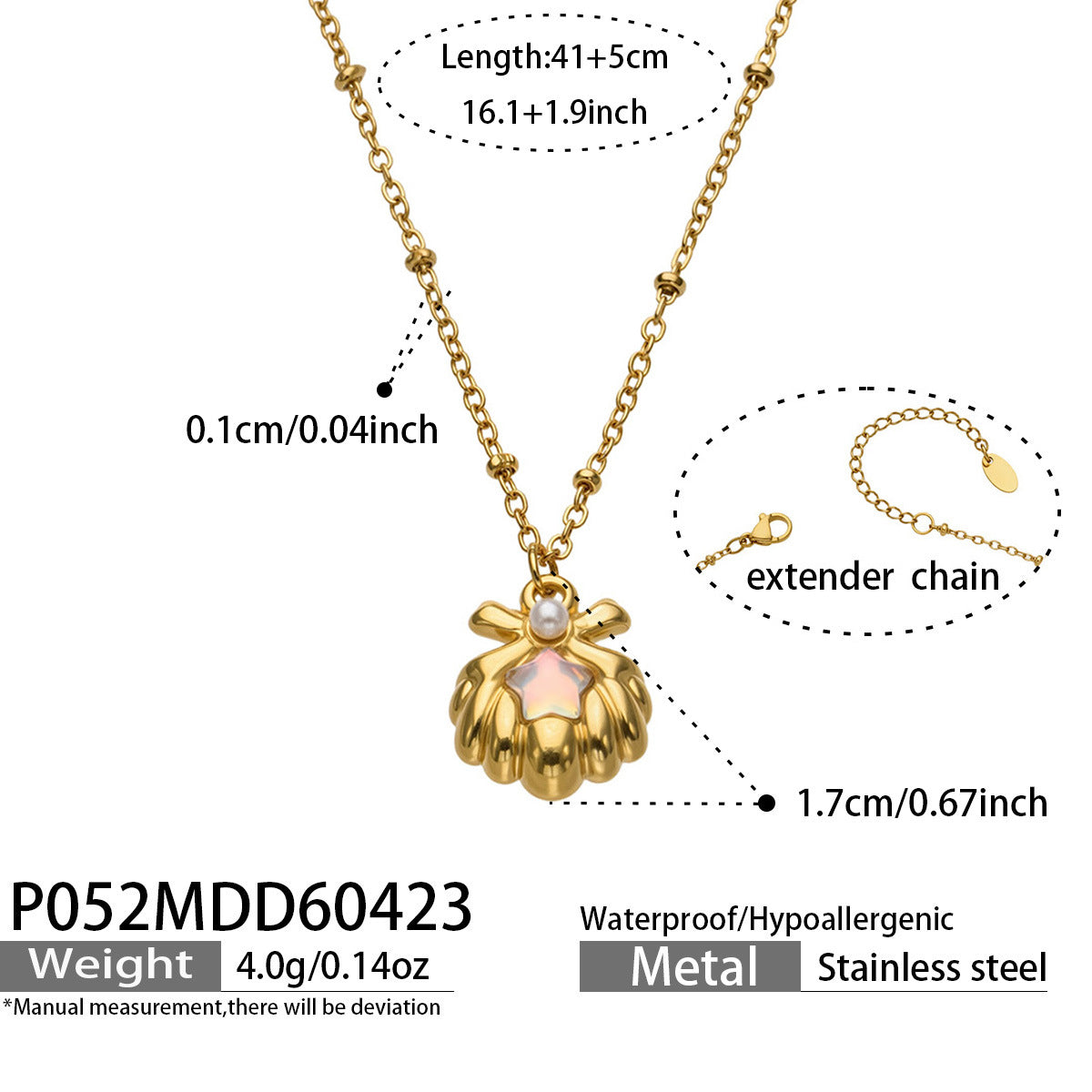 Kito gold necklace with a delicate bow and luminous pearl, 316L stainless steel — Crown Crest Jewel