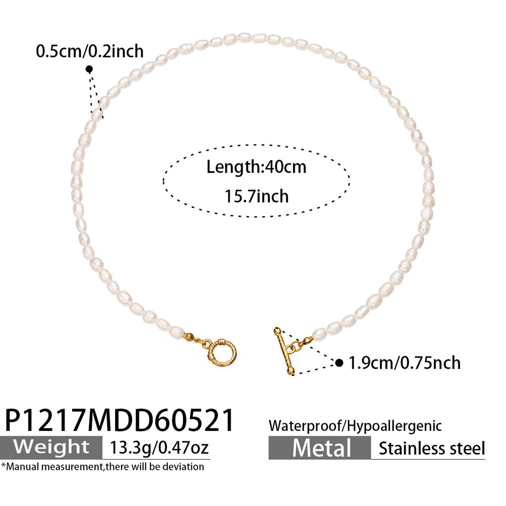 Pearlé timeless strand of luminous pearls, 316L stainless steel — Crown Crest Jewel