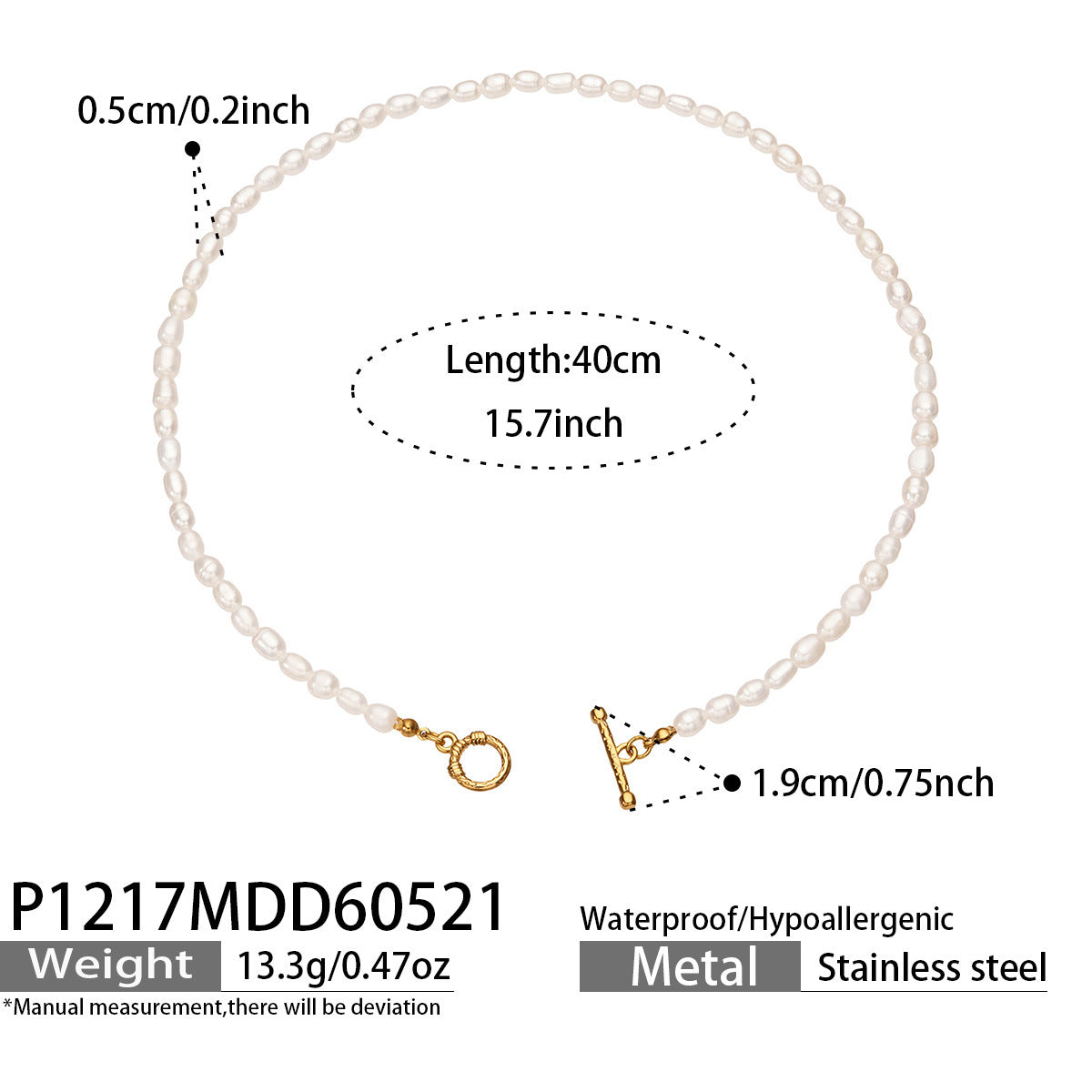 Pearlé timeless strand of luminous pearls, 316L stainless steel — Crown Crest Jewel