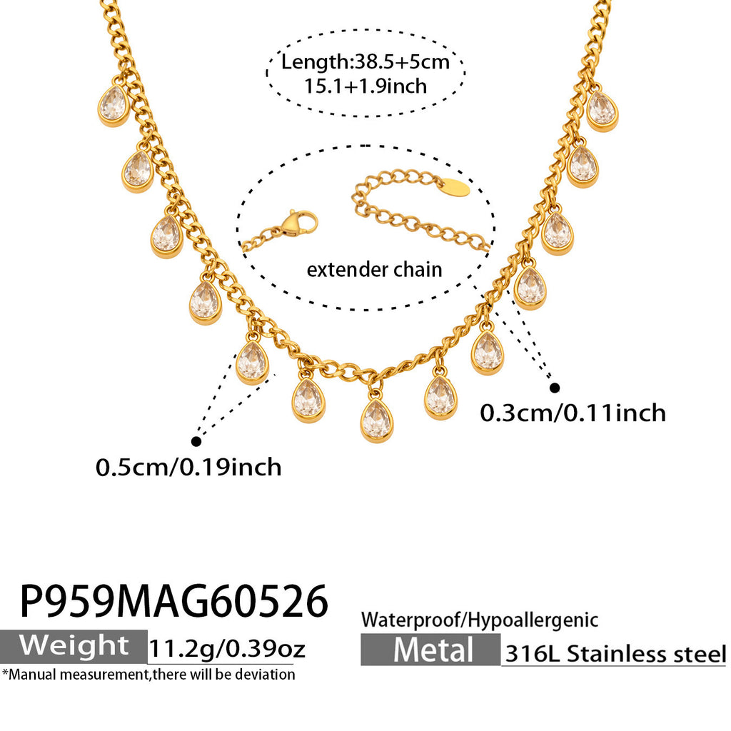 Mira gold necklace with a striking oval silver-toned pendant, 316L stainless steel — Crown Crest Jewel