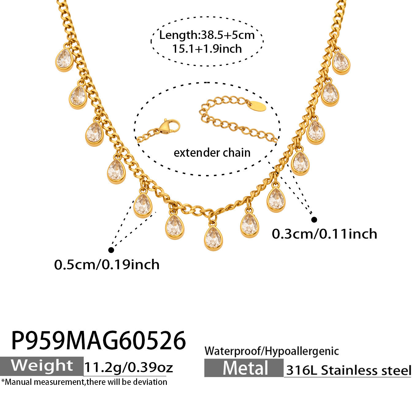 Mira gold necklace with a striking oval silver-toned pendant, 316L stainless steel — Crown Crest Jewel